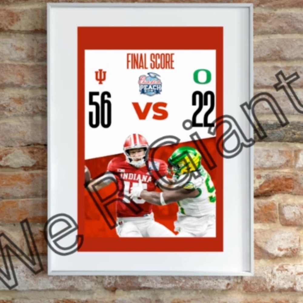 Indiana Hoosiers Football Wall Art 11x17 Print Peach Bowl Indiana Stomps Oregon